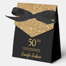 Caja Para Regalos 50th Birthday Gold Glitter Thank You