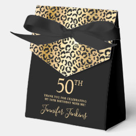 Caja Para Regalos 50th Birthday Gold Leopard Print Thank You 
