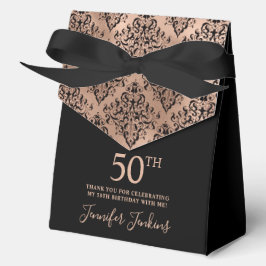 Caja Para Regalos 50th Birthday Rose Gold Damask Thank You 