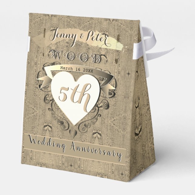 Caja Para Regalos 5.º Aniversario del Boda de la Madera (Reverso)