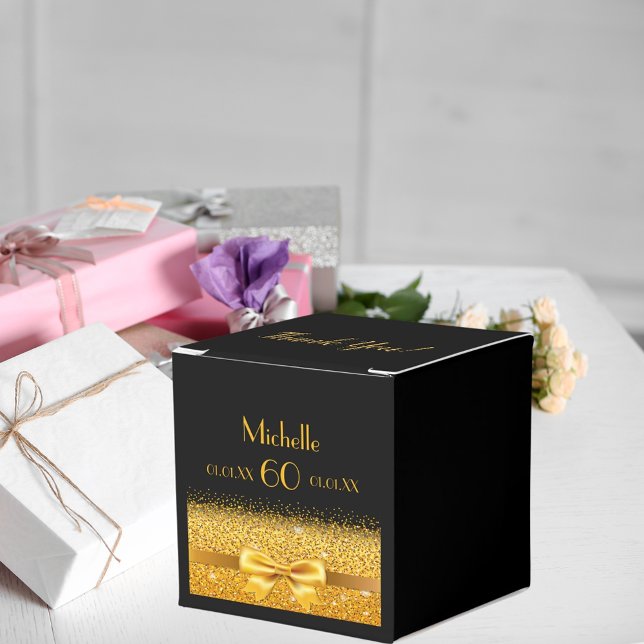 Caja Para Regalos 60.ª fiesta de cumpleaños oro negro gracias (Subido por el creador)
