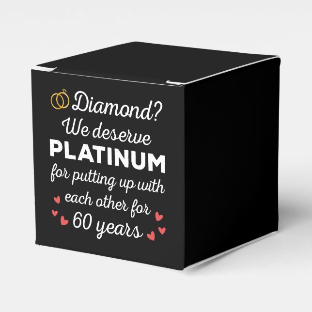 Caja Para Regalos 60° Aniversario Boda I - Pareja Diamond Funny (Costado Anverso)