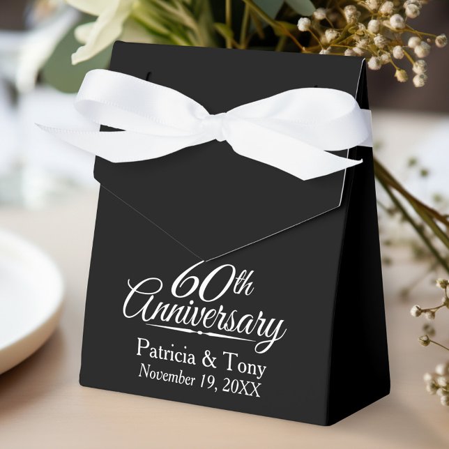Caja Para Regalos 60° Aniversario del Boda - Personalizado Negro gra (Personalized gift box for wedding anniversary party favors)