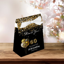 Caja Para Regalos 60 años leopard purpurina de oro negro gracias