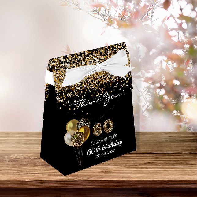 Caja Para Regalos 60 años leopard purpurina de oro negro gracias (Subido por el creador)