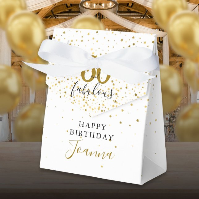Caja Para Regalos 60 y fabuloso cumpleaños oro y elegante negro (60 and Fabulous Birthday Gold and Black Elegant Favor Boxes)