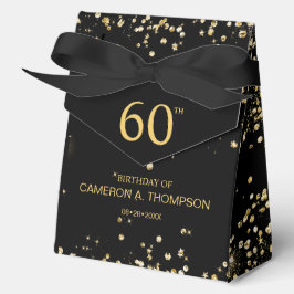 Caja Para Regalos 60th Birthday Black & Gold Confetti Personalized