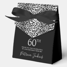 Caja Para Regalos 60th Birthday Silver Leopard Print Thank You 