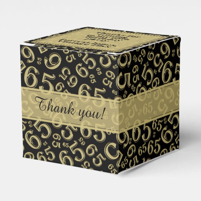 Caja Para Regalos 65.º patrón oro/collage negro (Costado Anverso)