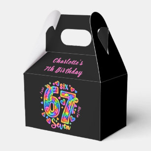Caja Para Regalos 6 7 Seis Siete Niña Resplandor Arcoíris Neón Cumpl