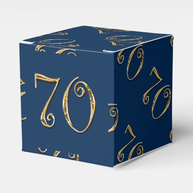 Caja Para Regalos 70.º cumpleaños | Oro azul MENS (Costado Anverso)