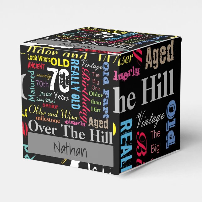 Caja Para Regalos 70 Cumpleaños Feliz en estilo Graffiti (Costado Anverso)