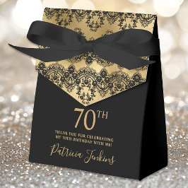 Caja Para Regalos 70th Birthday Elegant Gold Lace Thank You