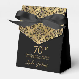 Caja Para Regalos 70th Birthday Gold Damask Thank You