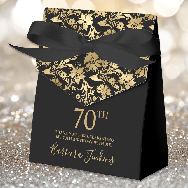 Caja Para Regalos 70th Birthday Gold Floral Thank You  (Subido por el creador)