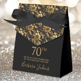Caja Para Regalos 70th Birthday Gold Floral Thank You 