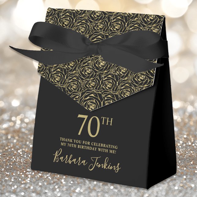 Caja Para Regalos 70th Birthday Gold Glitter Roses Thank You  (Subido por el creador)