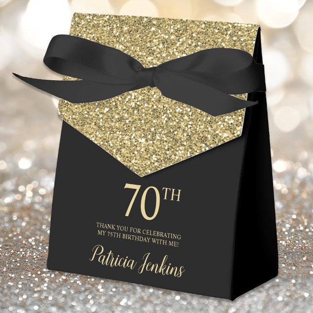 Caja Para Regalos 70th Birthday Gold Glitter Thank You (Subido por el creador)