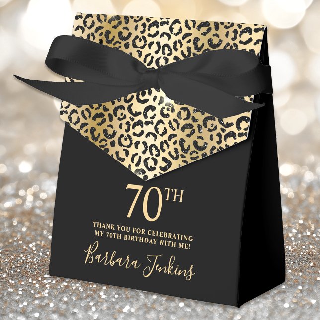 Caja Para Regalos 70th Birthday Gold Leopard Print Thank You  (Subido por el creador)