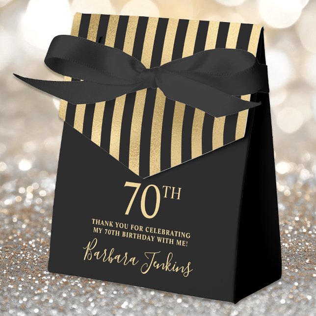Caja Para Regalos 70th Birthday Gold Striped Thank You  (Subido por el creador)