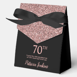 Caja Para Regalos 70th Birthday Rose Gold Glitter Thank You