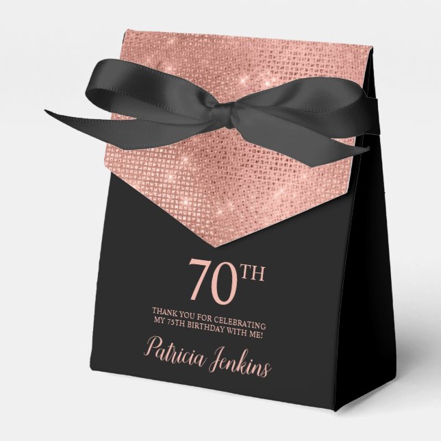 Caja Para Regalos 70th Birthday Rose Gold Thank You Favor Box (Front Side)