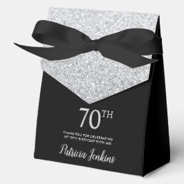 Caja Para Regalos 70th Birthday Silver Glitter Thank You