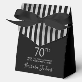 Caja Para Regalos 70th Birthday Silver Striped Thank You 