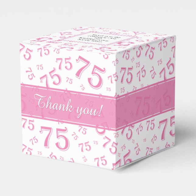 Caja Para Regalos 75.º patrón de números rosa/blanco (Costado Anverso)