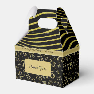 Caja Para Regalos 75.o Oro del cumpleaños y modelo negro del collag