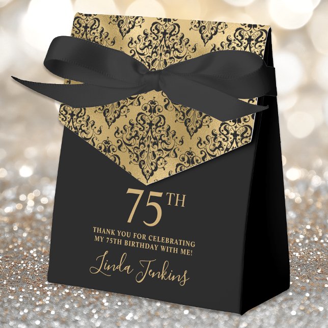 Caja Para Regalos 75th Birthday Gold Damask Thank You  (Subido por el creador)