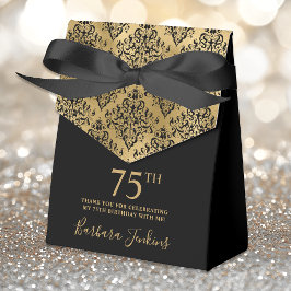 Caja Para Regalos 75th Birthday Gold Damask Thank You