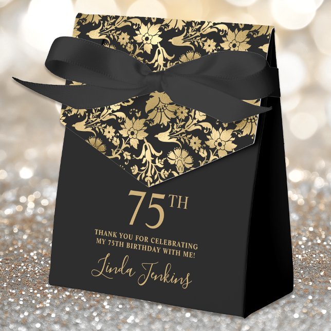 Caja Para Regalos 75th Birthday Gold Floral Thank You  (Subido por el creador)