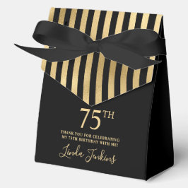 Caja Para Regalos 75th Birthday Gold Striped Thank You 