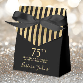 Caja Para Regalos 75th Birthday Gold Striped Thank You