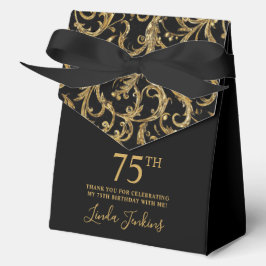 Caja Para Regalos 75th Birthday Gold Swirls Thank You 