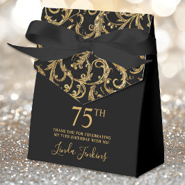 Caja Para Regalos 75th Birthday Gold Swirls Thank You 