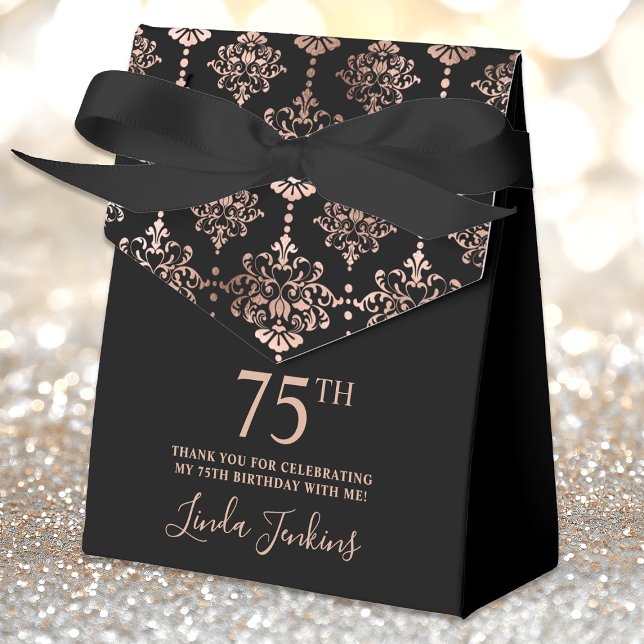 Caja Para Regalos 75th Birthday Rose Gold Elegant Thank You  (Subido por el creador)