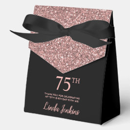 Caja Para Regalos 75th Birthday Rose Gold Glitter Thank You