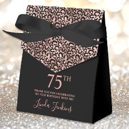 Caja Para Regalos 75th Birthday Rose Gold Leopard Print Thank You