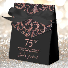 Caja Para Regalos 75th Birthday Rose Gold Swirls Thank You