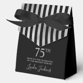 Caja Para Regalos 75th Birthday Silver Striped Thank You 