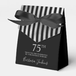 Caja Para Regalos 75th Birthday Silver Striped Thank You