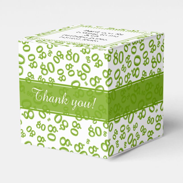 Caja Para Regalos 80.º Patrón de números verde/blanco (Costado Anverso)