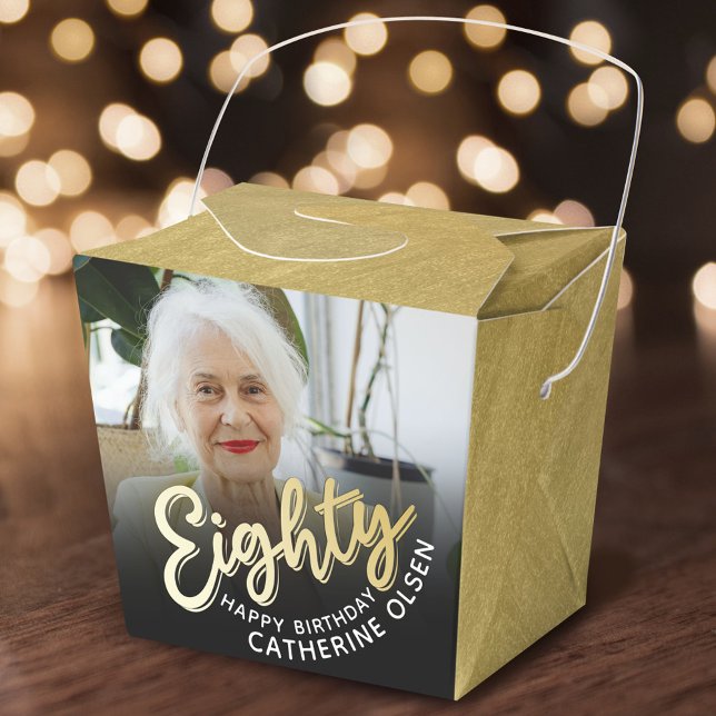 Caja Para Regalos 80 años Ochenta guión oro foto negra (Subido por el creador)