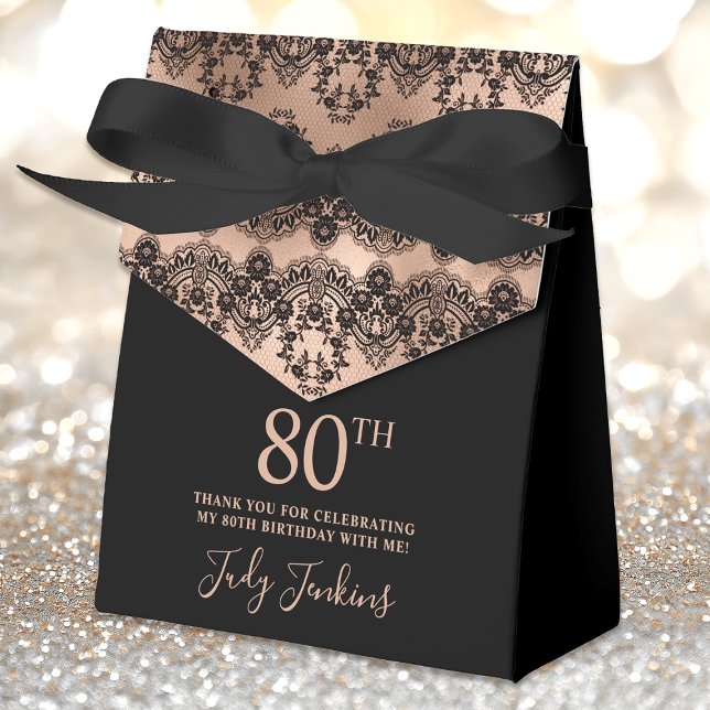 Caja Para Regalos 80th Birthday Elegant Rose Gold Lace (Subido por el creador)