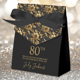 Caja Para Regalos 80th Birthday Gold Floral Thank You