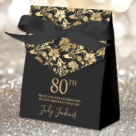 Caja Para Regalos 80th Birthday Gold Floral Thank You