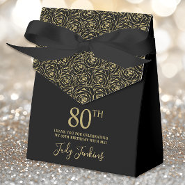 Caja Para Regalos 80th Birthday Gold Glitter Roses Thank You