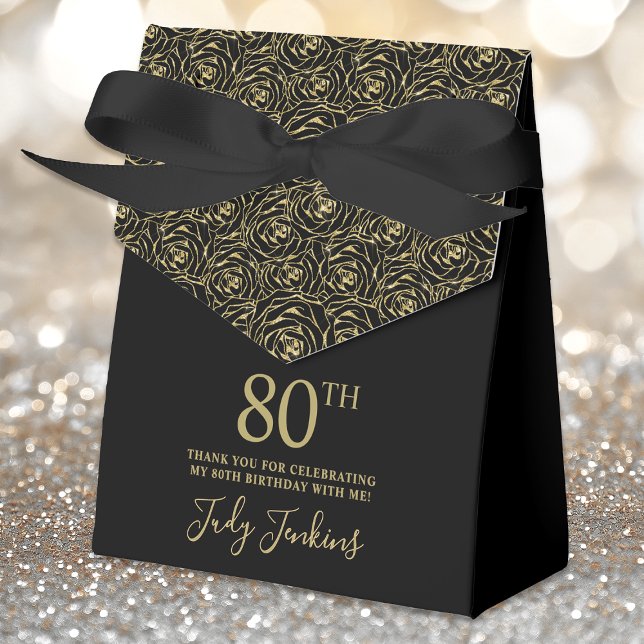Caja Para Regalos 80th Birthday Gold Glitter Roses Thank You  (Subido por el creador)